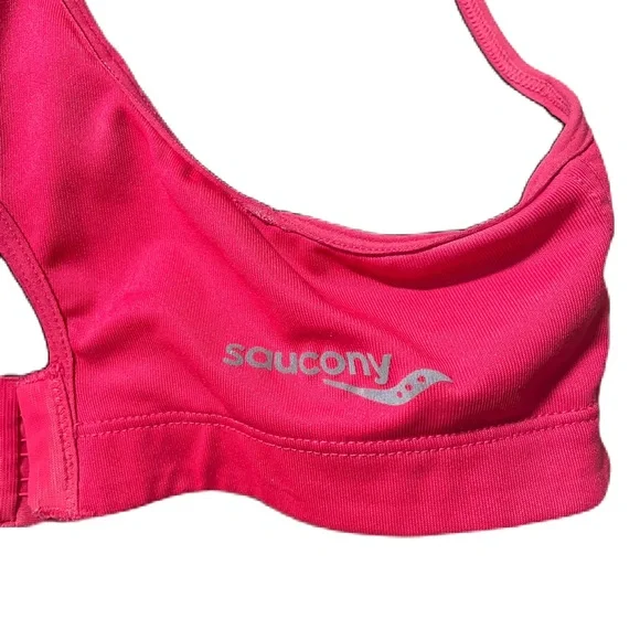 Saucony Women Sport Bra 36 C Hot Pink Athletic Activewear Running Diva Believa - Picture 3 of 4